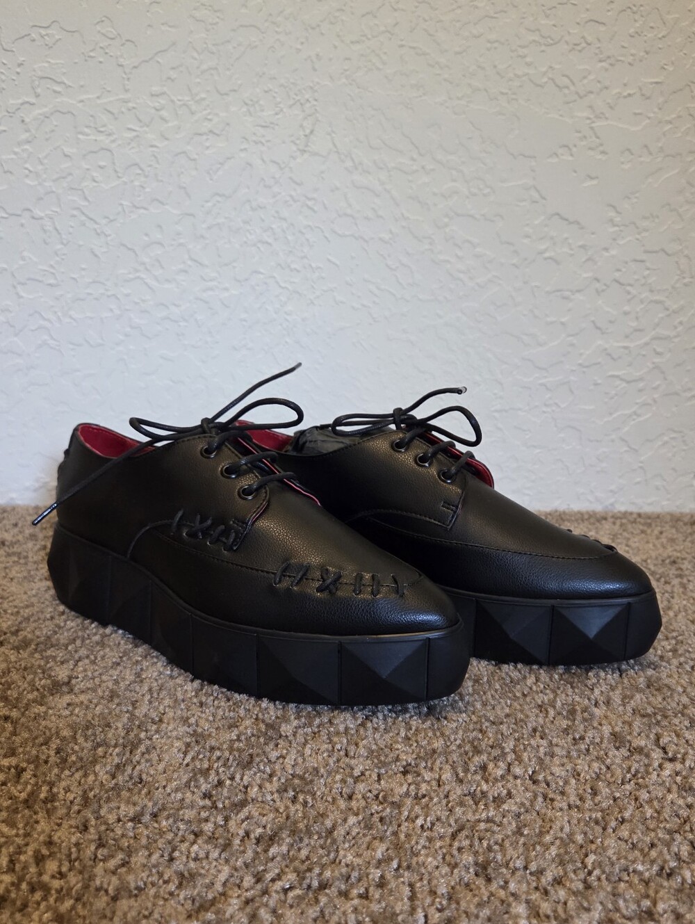 Kat Von D Bauhaus Creeper Vegan Leather Platform Shoes Black Goth NIB Size 8 Alt